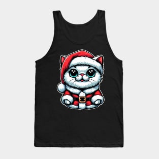 Cute Cat as Santa on Christmas Tank Top